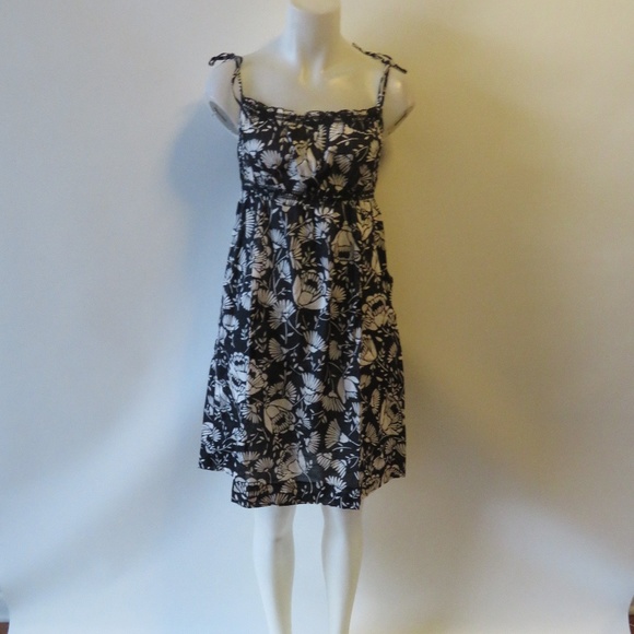 MARINE YACHTING BLACK WHITE FLORAL SUNDRESS SZ XS - Picture 1 of 8